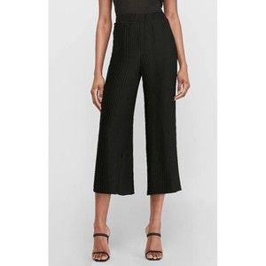 Express Womens High Waisted Pleated Cropped Pull On Pants Medium Black Hi Rise